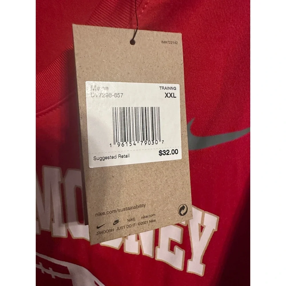Nike Dri-FIT Cardinal Mooney Football Long Sleeve T-Shirt‎ Mens XXL Red NWT